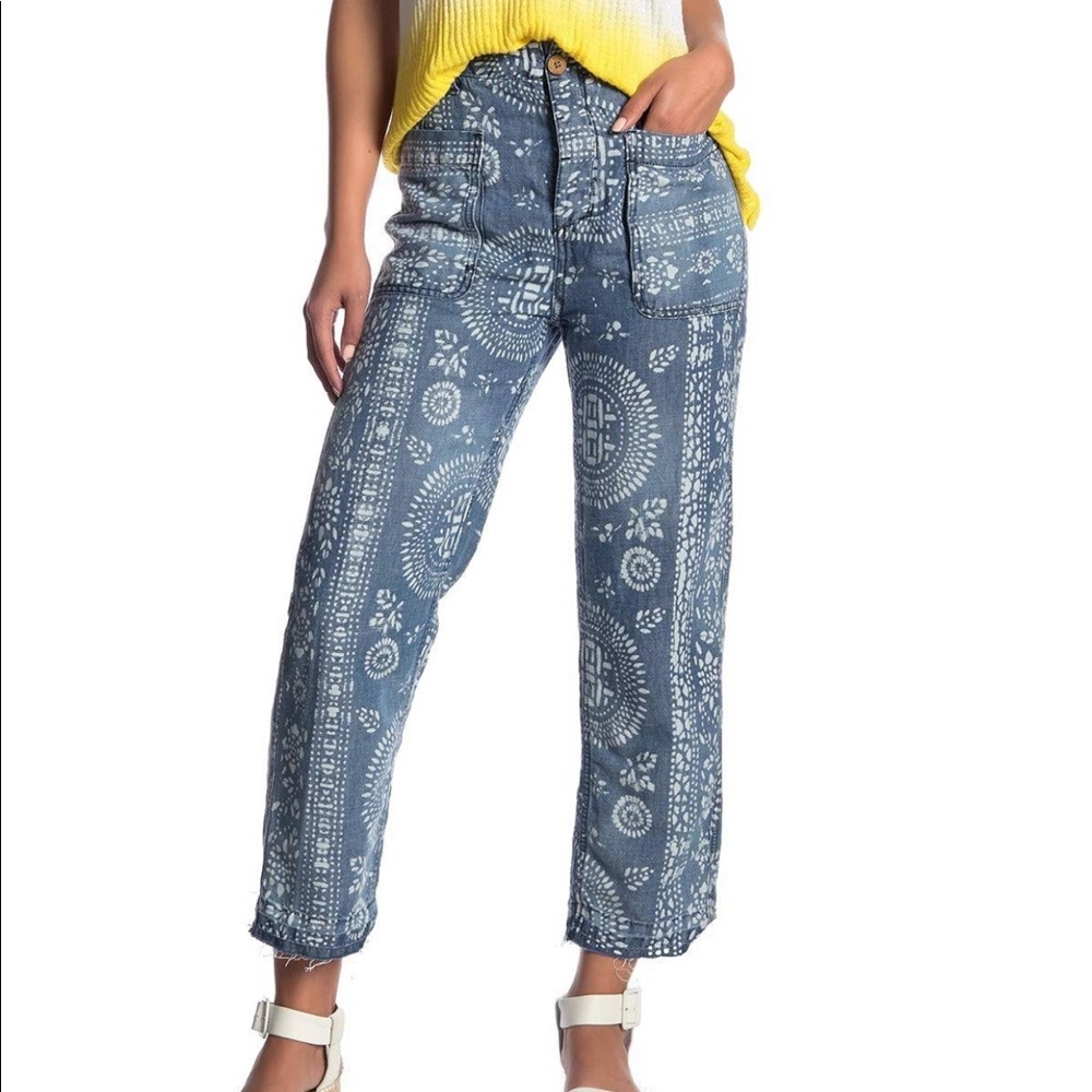 Free People Linen Capri Island Vibes High Waist